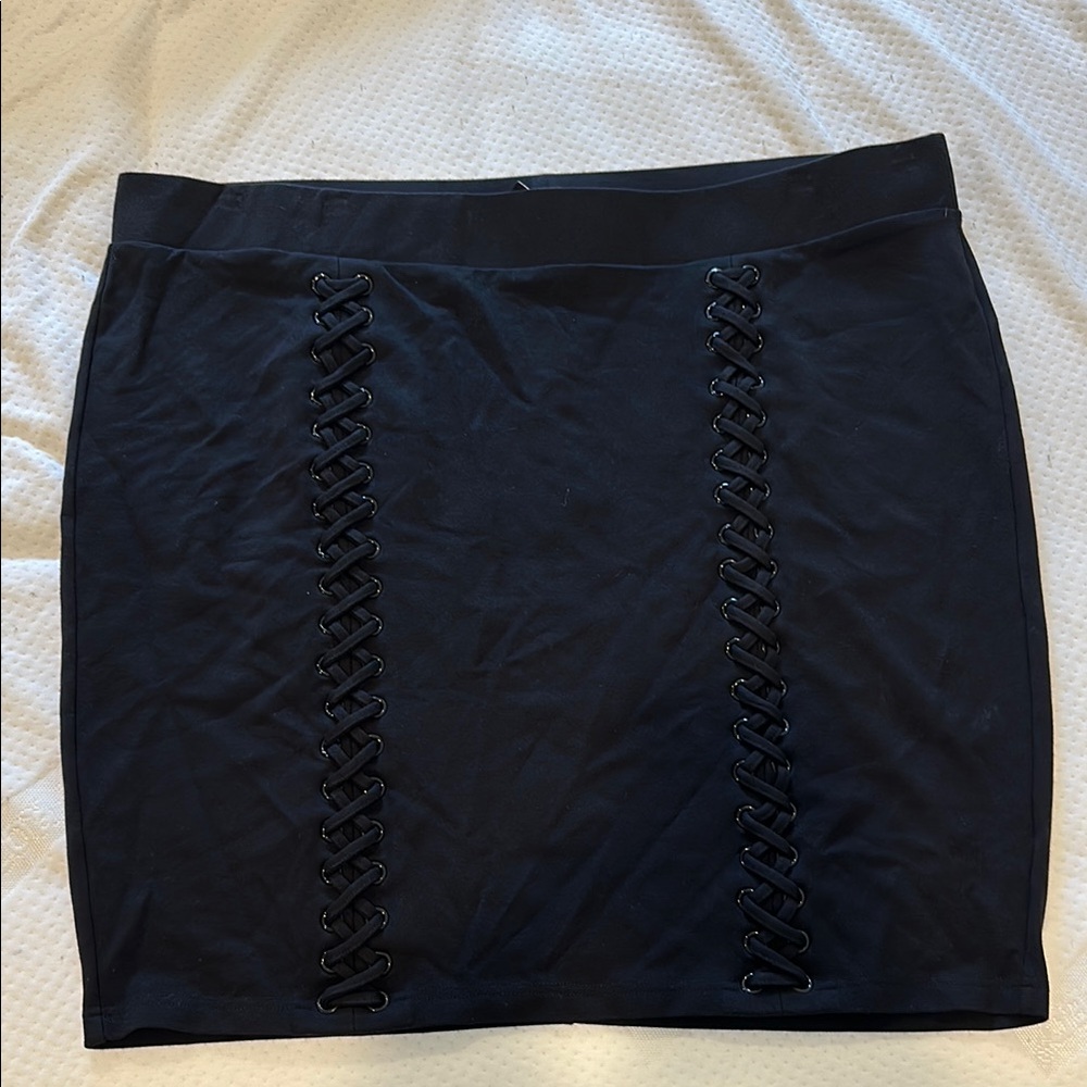 Elegant Black Lace-Up Skirt